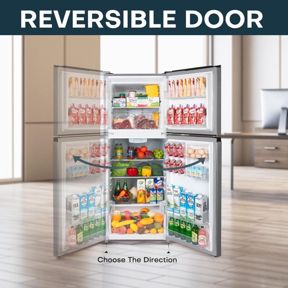 11.6 Cu.Ft Double Door Refrigerator: Stainless Steel, Frost Free, Large Freezer