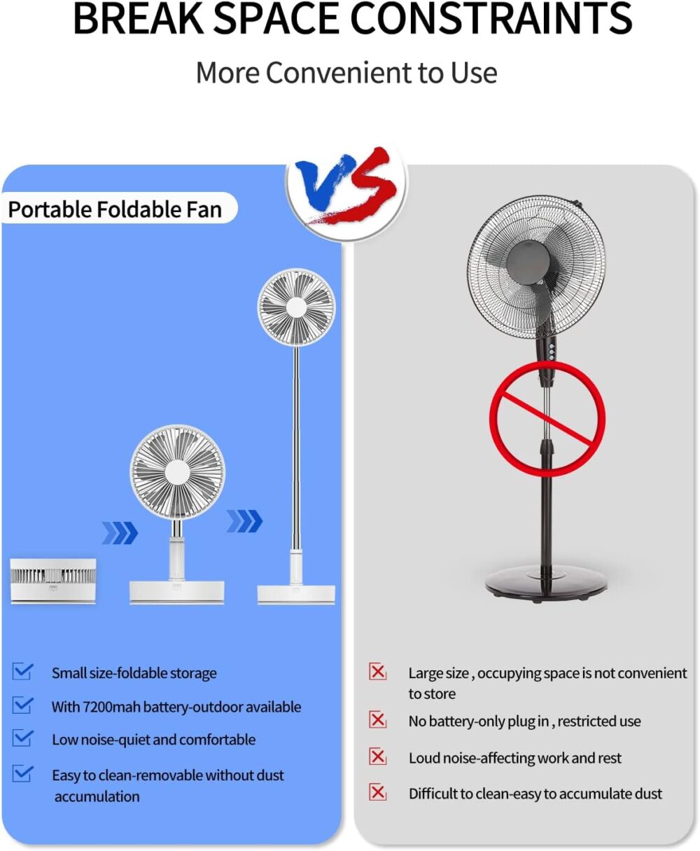 Chargeable DC Folding Fan: Telescopic, Long-Lasting, Portable Fan