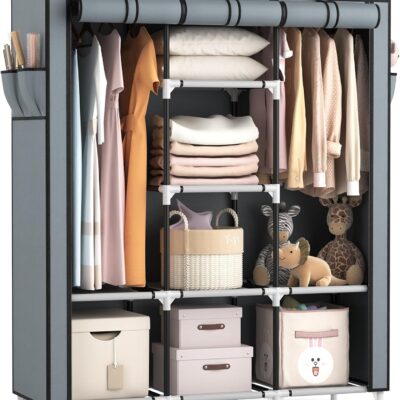 Portable Storage Wardrobe: Fabric Closet Organizer, 130x45x175cm