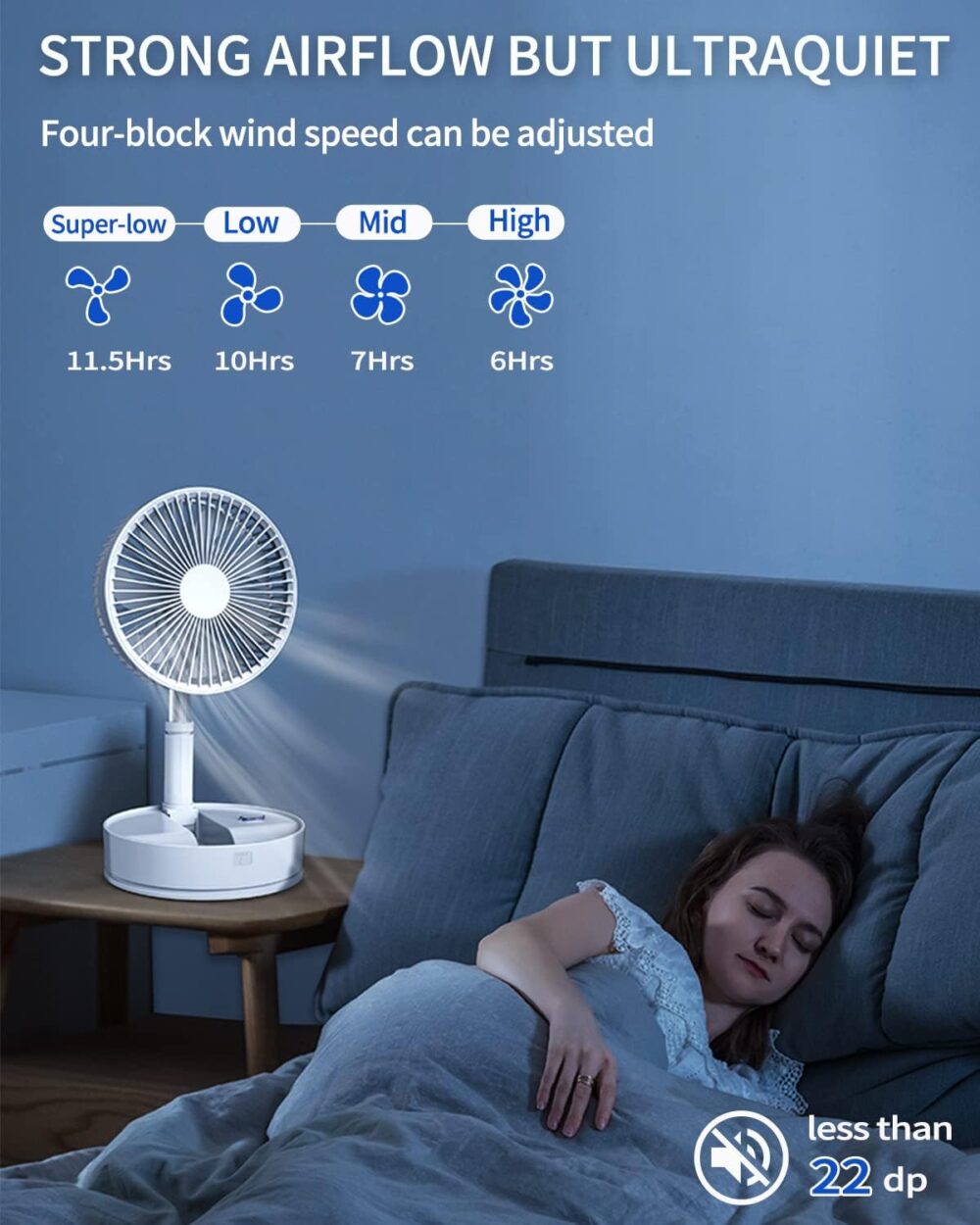 Chargeable DC Folding Fan: Telescopic, Long-Lasting, Portable Fan