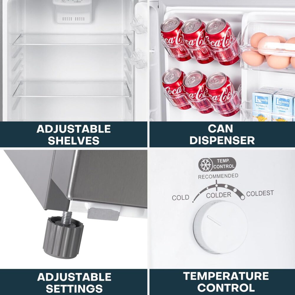 11.6 Cu.Ft Double Door Refrigerator: Stainless Steel, Frost Free, Large Freezer