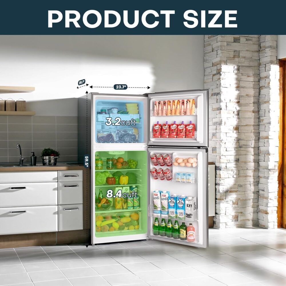 11.6 Cu.Ft Double Door Refrigerator: Stainless Steel, Frost Free, Large Freezer