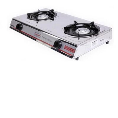 Innova Double Burner Gas Stove: Portable, Enamel, Manual Ignition, White
