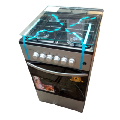 Volcano Four Burner Gas Cooker: Auto Ignition, Glass Top, Oven & Grill