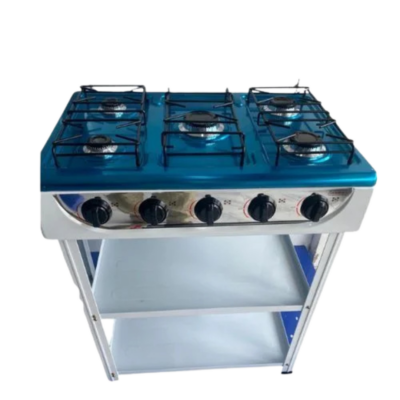 Innova Five Burner Gas Top: Enamel, Low Gas Use, Manual Ignition, With Stand