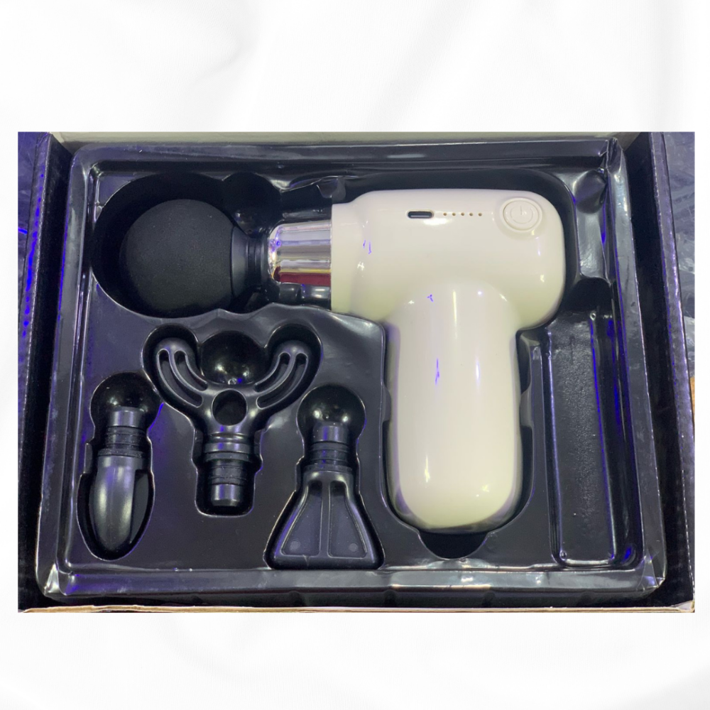 Compact Power Massager: Cordless, 4 Heads, Deep Tissue Percussion Massager