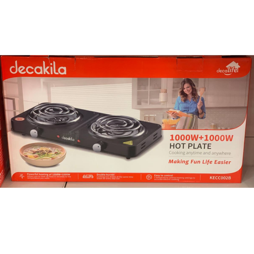 Decakila Hot Plate: Double Burner, 2000W, Portable Electric Cooktop