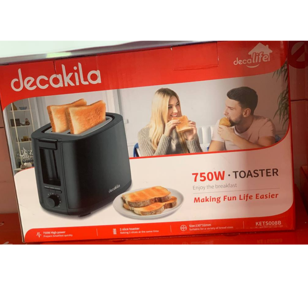 Decakila Toaster: 750W, 2 Slice, Fast Toasting, Compact Design