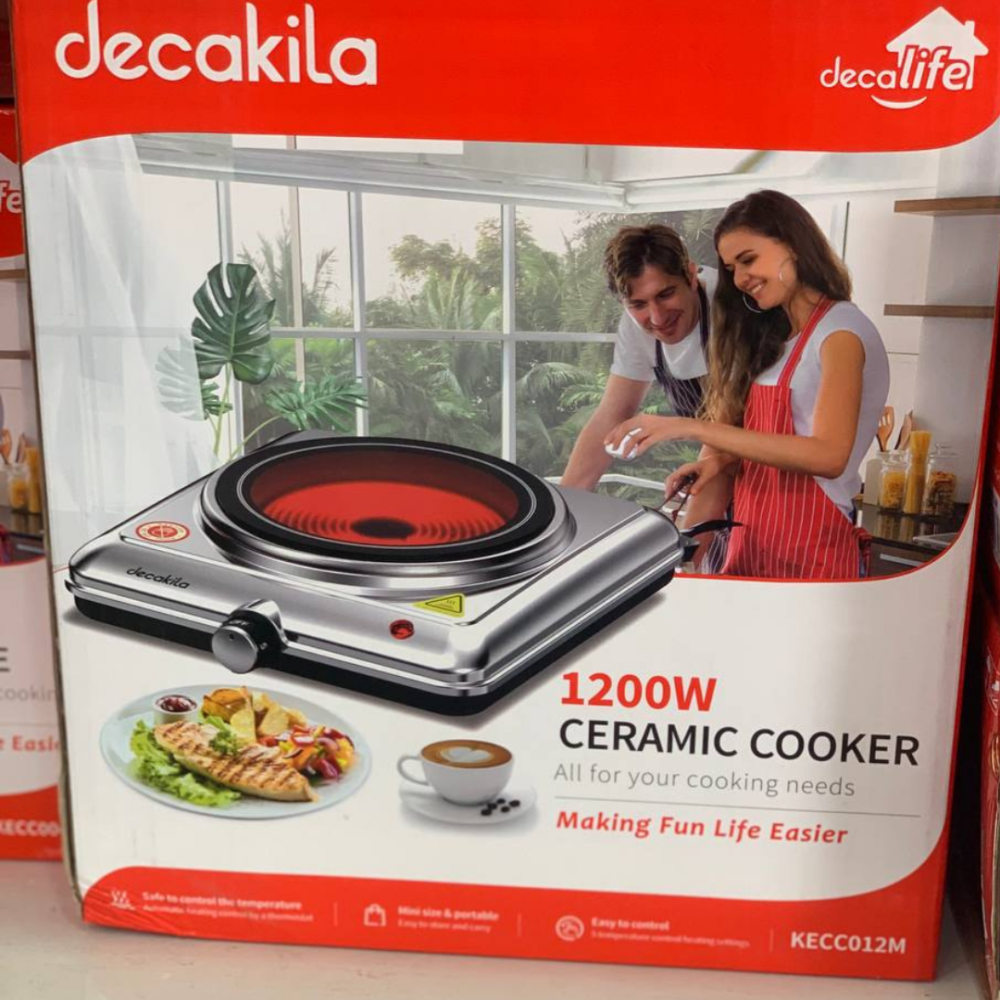 Decakila Ceramic Cooker: 1200W Portable Hot Plate, Easy to Control, Home/Office
