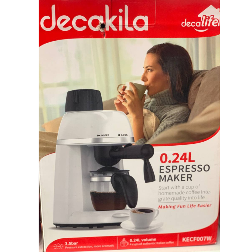 Decakila Espresso Maker: 0.24L, 3.5 Bar Pressure, Easy Home Espresso