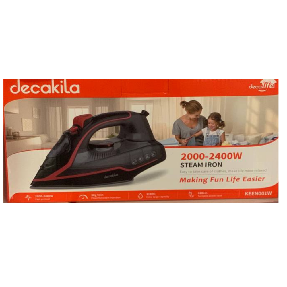 Decakila Steam Iron 2000-2400W: Powerful Steam, Non-Stick, Wrinkle Removal