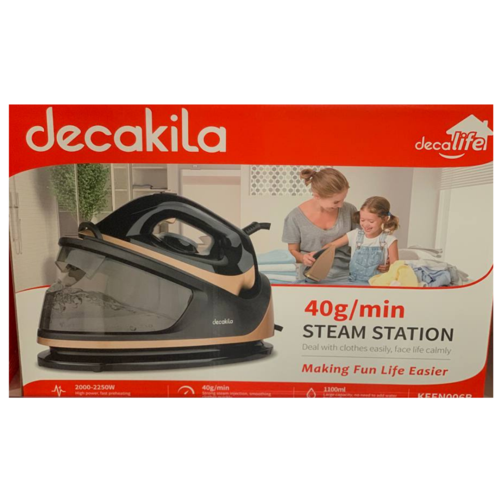Decakila Steam Station: 2250W, 1.1L Tank, 40g/min Steam, Easy Ironing
