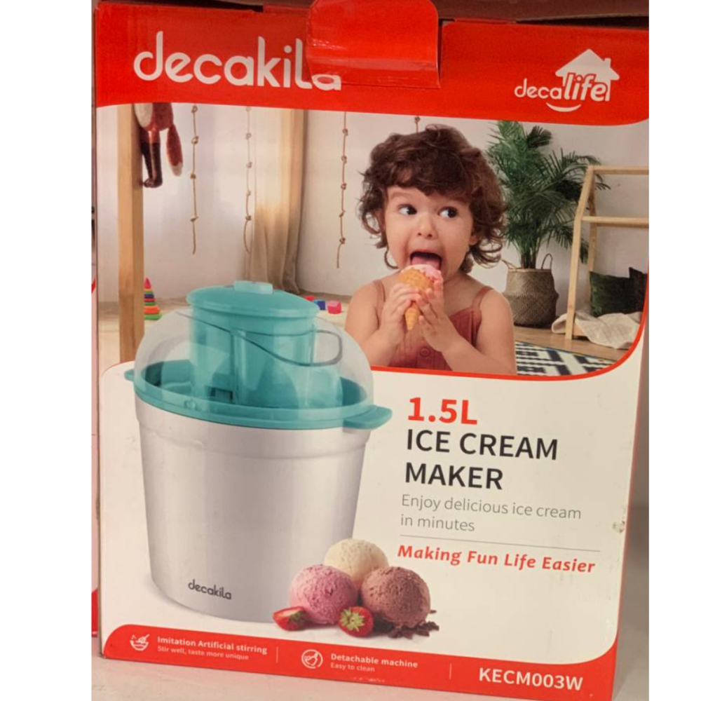 Decakila Ice Cream Maker: 1.5L, Homemade Ice Cream, Easy to Clean